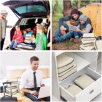 Gonex Compression Packing Cubes, 4pcs Expandable Storage Travel Luggage Bags Organizers (Cream) - Image 9