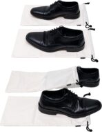 ZENPAC Cloth Shoe Bags for Travel, Beige Duster Flannel Pouch with Drawstring Closure, Washable Breathable Cotton Fabric for Luggage, 8x17, 4 Pack - Image 6