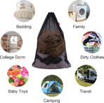 2 Pack Mesh Laundry Bags, 24 x 36 Inches Heavy Duty Drawstring Bag, Factories, College, Dorm, Travel and Apartment Dwellers, Black - Image 4