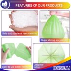 OKKEAI Large Garbage Bags 13 Gallon Tall Kitchen Green Trash Bags 49 Liter Bin Liners for Lawn Yard,Home,Office,60 Counts (Fits 10-15 Gallon Bins) - Image 4