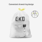 EKO 21 Gallon / 50-90 Liter, 60 Count Drawstring Trash Bags, Extra-Strong Unscented Garbage Bags, Easy-Dispense Roll for Kitchen & Household Use, Code G, White - Image 4