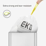 EKO 21 Gallon / 50-90 Liter, 60 Count Drawstring Trash Bags, Extra-Strong Unscented Garbage Bags, Easy-Dispense Roll for Kitchen & Household Use, Code G, White - Image 5