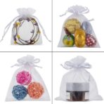 HRX Package 100pcs White Organza Jewelry Bags Drawstring 3 x 4 inch, Little Mesh Gift Pouches Mini Candy Bags for Small Presents Jewelry Earrings - Image 5