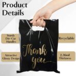100 Pack Black Thank You Shopping Bags for Small Business - 12"x15" Extra Thick 2.36 Mil Plastic Retail Thank You Bags with Handles for Stores, Boutique, Clothes, Business Gift - Image 5