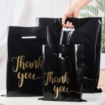 100 Pack Black Thank You Shopping Bags for Small Business - 12"x15" Extra Thick 2.36 Mil Plastic Retail Thank You Bags with Handles for Stores, Boutique, Clothes, Business Gift - Image 7