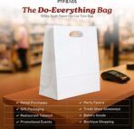 White Kraft Paper Bags with Die Cut Handles 11" x 6" x 11" - Recyclable Shopping Tote Bag for Retail, Gifts, Restaurant Takeout, Catering, Bakery, Small Business, Party Favors - 500 Pack - Image 3