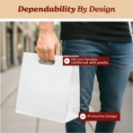 White Kraft Paper Bags with Die Cut Handles 11" x 6" x 11" - Recyclable Shopping Tote Bag for Retail, Gifts, Restaurant Takeout, Catering, Bakery, Small Business, Party Favors - 500 Pack - Image 4