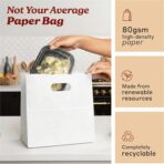 White Kraft Paper Bags with Die Cut Handles 11" x 6" x 11" - Recyclable Shopping Tote Bag for Retail, Gifts, Restaurant Takeout, Catering, Bakery, Small Business, Party Favors - 500 Pack - Image 5