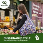 ECO CHIC Foldable Reusable Large Recycled Grocery Bags Lightweight Shopping Tote Bags with Storage Pouch - Collection of 4 bags - Image 3