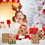 Vellibring 24pcs Christmas Kraft Gift Bags,Xmas Paper Bags with Handle Goody Bags Medium Xmas Assorted Paper Christmas Prints Bags for Holiday Party Decor Favors Supplies - Image 6