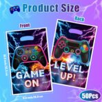 Video Game Party Favor Bags - 50Pcs Video Gaming Sweet Goody Candy Treat Gifts Bags, Game on Themed Party Decorations for Kids Gamers Players Birthday Gaming Events Supplies - Image 3
