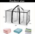 8 Pack-Extra Large Heavy Duty Moving Bags - Waterproof Storage Totes with Handles & Zippers, Foldable for College Dorm, Storage (Clear) - Image 3