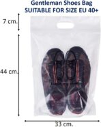 12 pieces of Zipper Heavy duty Clear Plastic Poly Bags Resealable Storage Shoes, Boot, Clothing, Linens, Books, Toys and others, a pleated expandable bottom. (Gentleman Shoes Bags) - Image 3