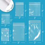 Assorted Clear Plastic Zip Bags - GPI 600 Pack - 2 Mil, 6 Sizes, 1.5"x2"-2"x2"-2"x3"-3"x3"-3"x4"-3"x5", Durable Poly Baggies, Resealable Zip Top Lock for Jewelry, Storage, Packaging & Shipping. - Image 3