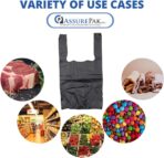 Plastic Bag-Black Plain Embossed T-Shirt Bag 8"x 4"x 15" 15 mic - 1500 bags/case - Image 7