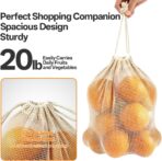 6 Pack Reusable Produce Bags, Cotton Mesh Produce Bags (2L+2M+2S), Double-Stitched with Tare Weight, Eco-Friendly Washable Drawstring Bags for Grocery Shopping, Vegetables, Fruits & Bulk Food Storage - Image 8