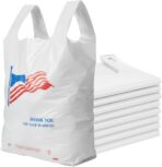 ASSUREPAK Easy Open HDPE Plastic Bag - 500 Bags/case - American Flag White T-Shirt Bag -1/6 BBL 11.5"x 6.5"x 21" - 18 microns - For Retail, Groceries, Merchandise, Convenience Store - Image 2