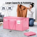 8 Pack Extra Large Heavy Duty Moving Bags, Pink Storage Bins with Lids, Reinforced Handles & Heavy-Duty Zippers Moving Boxes Storage Bags Totes for Clothes Packing, Dorms, College Supplies, Pink - Image 3
