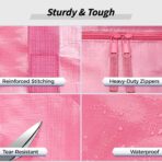 8 Pack Extra Large Heavy Duty Moving Bags, Pink Storage Bins with Lids, Reinforced Handles & Heavy-Duty Zippers Moving Boxes Storage Bags Totes for Clothes Packing, Dorms, College Supplies, Pink - Image 4