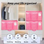 8 Pack Extra Large Heavy Duty Moving Bags, Pink Storage Bins with Lids, Reinforced Handles & Heavy-Duty Zippers Moving Boxes Storage Bags Totes for Clothes Packing, Dorms, College Supplies, Pink - Image 8