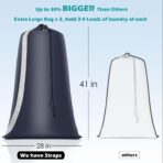 Heavy Duty Laundry Bag 2 Pack XL Nylon Laundry Bags with Straps, Washable Large Dirty Clothes Organizer with Drawstring Closure, Travel Washing Bag Fit a Laundry Hamper or Basket - Image 3