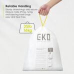 EKO 13 Gallon / 40-60 Liter, 60 Count Drawstring Trash Bags, Extra-Strong Unscented Garbage Bags, Easy-Dispense Roll for Kitchen & Household Use, Leak-Resistant, Code F, White - Image 5