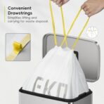 EKO 13 Gallon / 40-60 Liter, 60 Count Drawstring Trash Bags, Extra-Strong Unscented Garbage Bags, Easy-Dispense Roll for Kitchen & Household Use, Leak-Resistant, Code F, White - Image 7