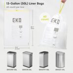 EKO 13 Gallon / 40-60 Liter, 60 Count Drawstring Trash Bags, Extra-Strong Unscented Garbage Bags, Easy-Dispense Roll for Kitchen & Household Use, Leak-Resistant, Code F, White - Image 8