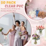 LEIFIDE 50pcs Clear Plastic Gift Bags with Handles PVC Reusable Transparent Totes Bags for Goodie Candy School Birthday Party(5.1 x 5.9 x 2.7 Inch) - Image 8