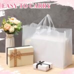 Amylove 100 Pcs Shopping Bags Bulk Large Plastic Gift Bags with Handles Rose Clear Retail Bag Frosted Tote Bag for Small Business Boutique Wedding Holiday Gift Packaging 16"x 12"x 6" - Image 10