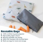 Tiny Twinkle Reusable Snack Bags for Kids – 3 Pack Snack Pouches & Sandwich Bag for Toddlers – Machine Washable, Mess-Proof for Lunch & Travel (Sage Checkers) - Image 5