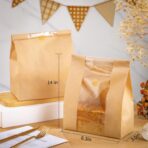120 Bread Bags for Homemade Bread, Sourdough Bread Bag with Window 14" X 8.3" X 3.5" Large Paper Bakery Bags with Tin Tie Tab Lock Stickers for Food Cookies Packaging Storage - Image 4