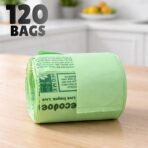 1.6 Gallon 100% Compostable Food Scrap Bags Handle Tie (120 Bags) Small Trash Bags Kitchen Garbage Bags US BPI Certified TUV OK Compost Home Certified Meeting ASTM D6400 (120 ct.) - Image 9