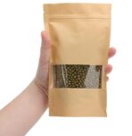 100pcs Kraft Paper Treat Bags with Window, Ziplock Stand Up Pouches for Packing Food Cookies Snacks - Image 3