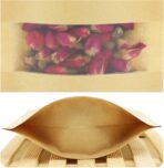 100pcs Kraft Paper Treat Bags with Window, Ziplock Stand Up Pouches for Packing Food Cookies Snacks - Image 6