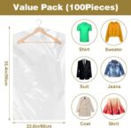 100 Pack Dry Cleaning Plastic Bags, Dry Cleaners Bags for Clothes, Clothes Covers for Home Storage, Travel, Moving (35.4 x 23.6 In) - Image 3
