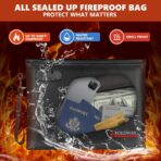 ROLOWAY Fireproof Document Bag (14.5 x 11.5 inch), 6400℉ Fireproof Money Bag with Zipper for Cash, Fire Safe Money Pouch with Lock (Black) - Image 4