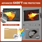 ROLOWAY Fireproof Document Bag (14.5 x 11.5 inch), 6400℉ Fireproof Money Bag with Zipper for Cash, Fire Safe Money Pouch with Lock (Black) - Image 5
