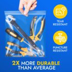 Large 12" x 15" Reclosable Poly Zip Seal Lock Bags, 8 Mil Thickness, Pack of 5 Clear Resealable Bags with Extra Durability, Waterproof Heavy-Duty - Image 4