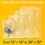 Large 12" x 15" Reclosable Poly Zip Seal Lock Bags, 8 Mil Thickness, Pack of 5 Clear Resealable Bags with Extra Durability, Waterproof Heavy-Duty - Image 5