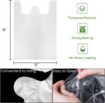 500 Pack Clear T Shirt Shopping Bag, 12'' x 18'' Multi-use Bulk Grocery Plastic Bags with Handles, Large Restaurant Carry out Retail Bags for Small Business, Supermarket, Restaurant - Image 3
