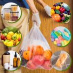 500 Pack Clear T Shirt Shopping Bag, 12'' x 18'' Multi-use Bulk Grocery Plastic Bags with Handles, Large Restaurant Carry out Retail Bags for Small Business, Supermarket, Restaurant - Image 4
