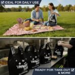 YoYoRain Reusable LDPE Shopping Bags with Handles 12x7x23, 2.25 Mil Thick, Black, 50 Count - Image 8