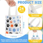 Amylove 24 Pack 8x8.5 Inch Mini Dog Paw Print Canvas Tote Bags Reusable Small Canvas Bags for Pet Party Favors Retail Packaging Dog Cat Lover Gifts Paw Print Goodie Bag for Birthday Wedding Halloween - Image 3