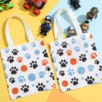 Amylove 24 Pack 8x8.5 Inch Mini Dog Paw Print Canvas Tote Bags Reusable Small Canvas Bags for Pet Party Favors Retail Packaging Dog Cat Lover Gifts Paw Print Goodie Bag for Birthday Wedding Halloween - Image 8