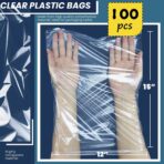 WFPLUS 100 Pack 12 x 15 inch 1 Mil Clear Plastic Flat Poly Bags, Clothing Merchandise Bags, for Food, Bread, Dough, Clothes Packaging, Storage, Gift Bag - Image 3