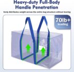 KYODOLED 6 Pack Extra Heavy Duty Blue Moving Bags - Large Move In & Packing Bags for College Students, Sturdy Storage Totes with Strong Zipper & Comfortable Handles for Clothes Storage - Image 7