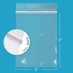 GPI Clear Plastic Reclosable ZIP Poly Bags, Case of 100, 2-mil Thick, 2 Inch x 3 Inch, For Travel, Storage, Shipping - Image 3