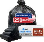 Reli. 40 to 45 Gallon Trash Bags Heavy Duty | 250 Trash Bags | Super Sizeable, Black, Garbage for Serious Cleanup - Image 2