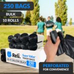 Reli. 40 to 45 Gallon Trash Bags Heavy Duty | 250 Trash Bags | Super Sizeable, Black, Garbage for Serious Cleanup - Image 3